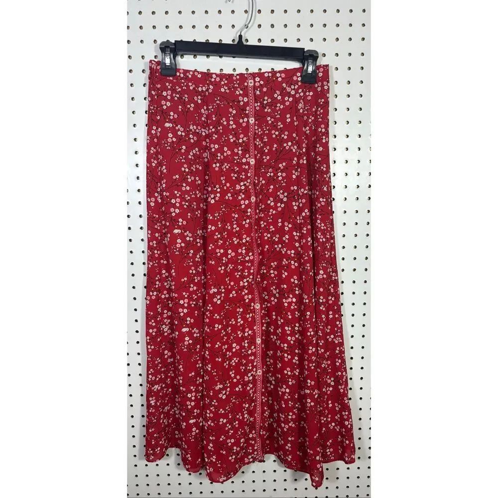 Max Studio button front floral maxi skirt size XS